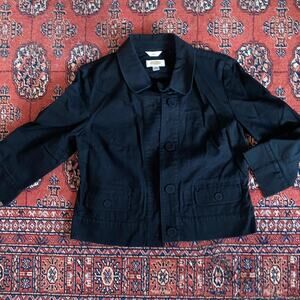 Talbots Black Cropped Stretch Cotton Jacket - Structured Utility Blazer  Size 10